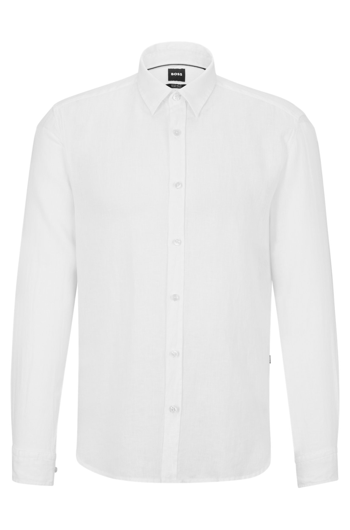 Regular-Fit Hemd aus Leinen-Chambray, Weiß