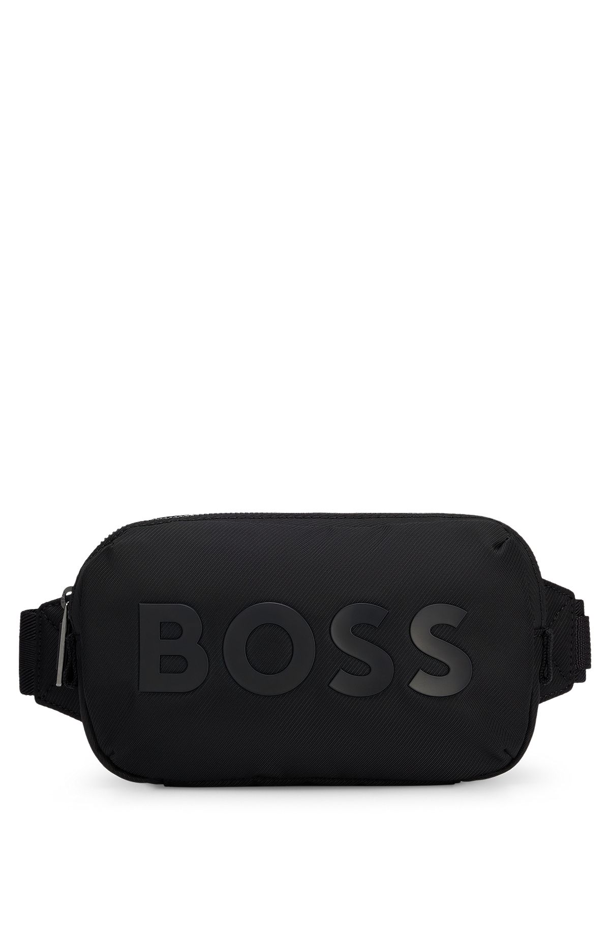 Logo belt bag in structured fabric, Black