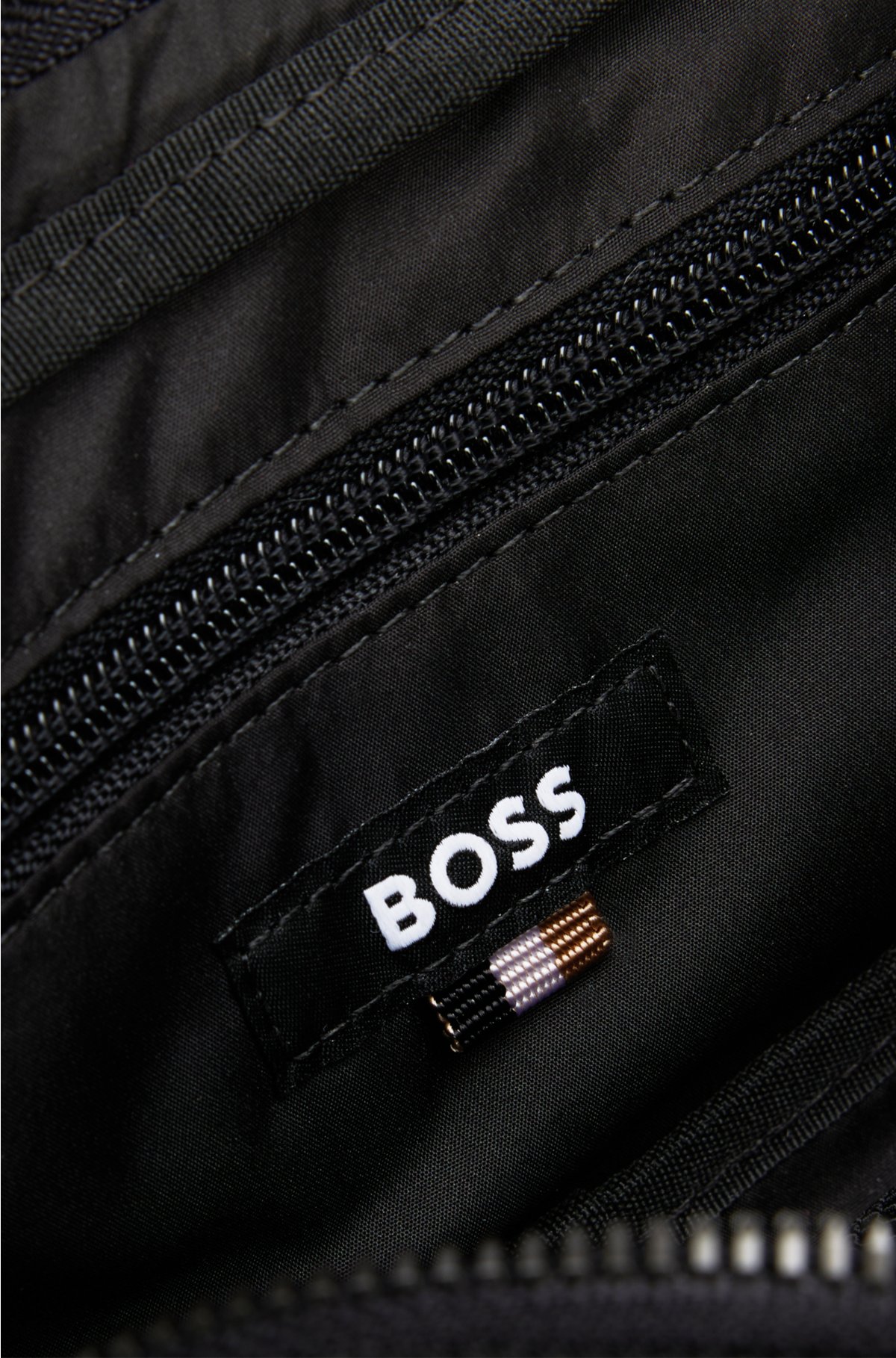 Logo belt bag in structured fabric, Black