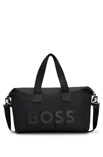 Logo holdall in patterned fabric, Black