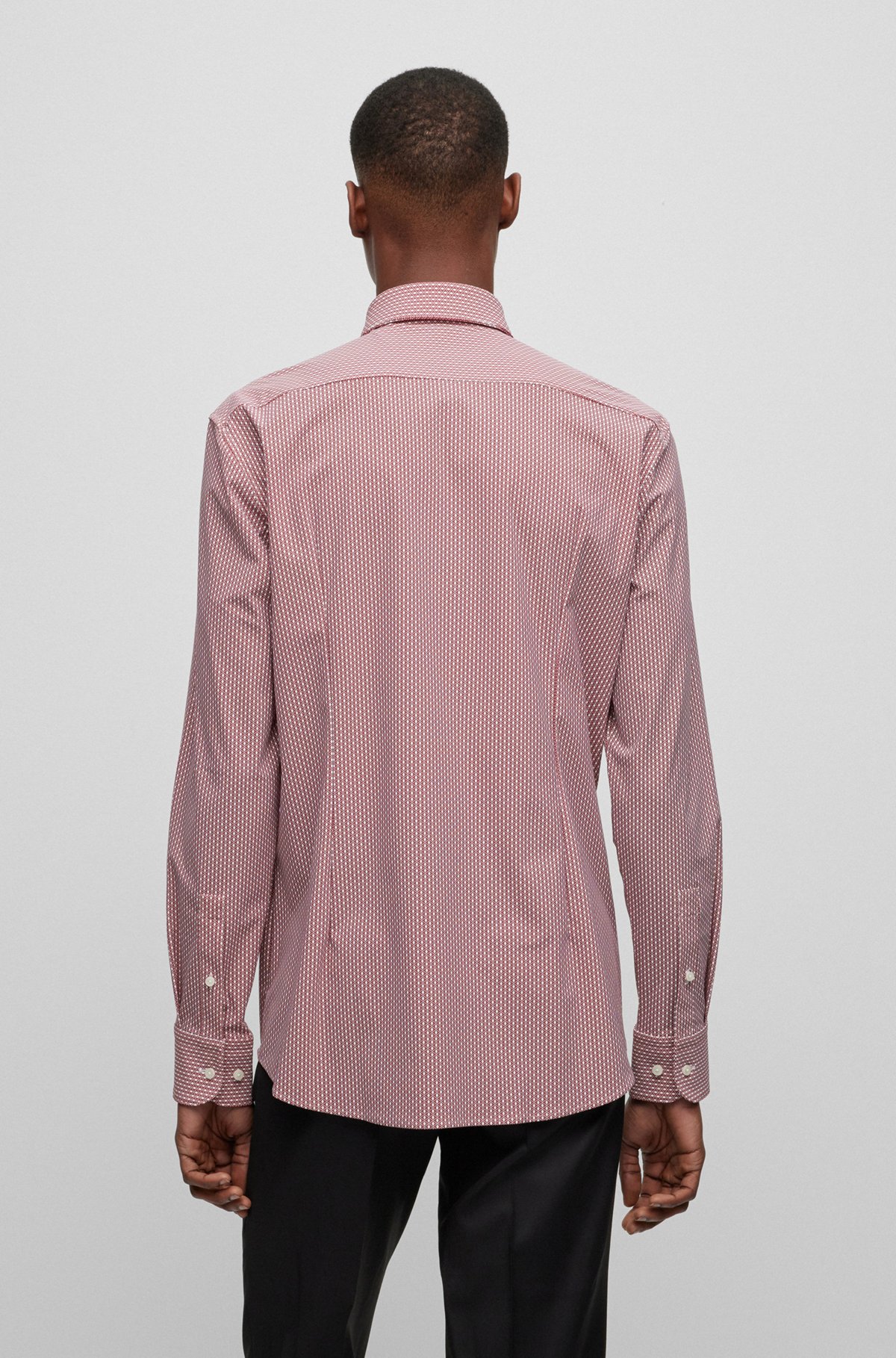 Slim-fit shirt in printed performance-stretch jersey, light pink