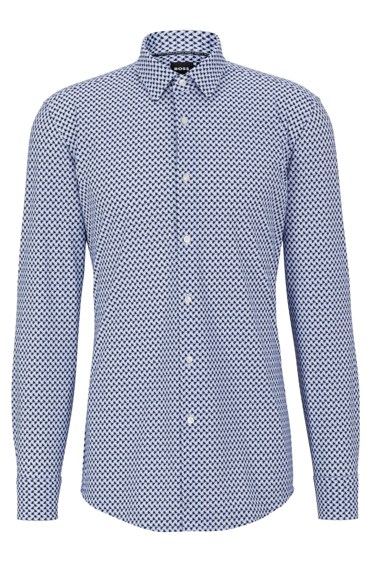 Leeds Becks pijpleiding BOSS - Slim-fit overhemd van hoogwaardige stretchjersey met print