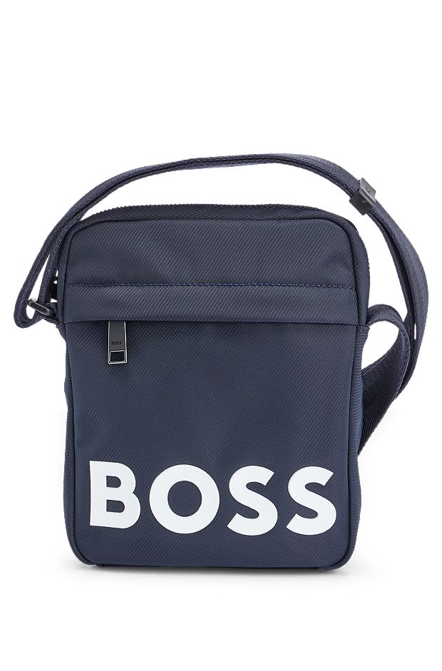 Structured-material reporter bag with contrast logo, Dark Blue
