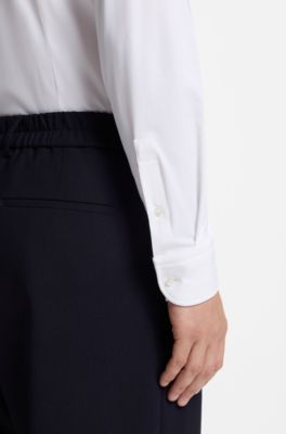 Slim-fit shirt in micro-dobby performance-stretch jersey, White