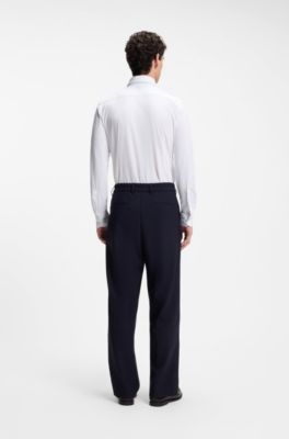 Slim-fit shirt in micro-dobby performance-stretch jersey, White