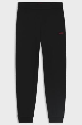Jogginghose aus elastischem Baumwoll-Modal-Mix mit Logo-Print, Schwarz