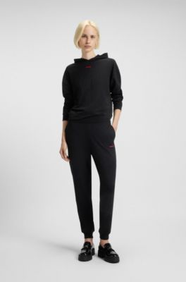 Logo-print tracksuit bottoms in stretch modal and cotton, Black