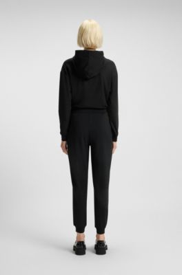 Logo-print tracksuit bottoms in stretch modal and cotton, Black