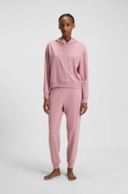 Logo-print tracksuit bottoms in stretch modal and cotton, light pink