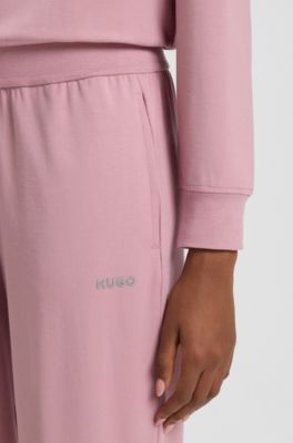 Logo-print tracksuit bottoms in stretch modal and cotton, light pink