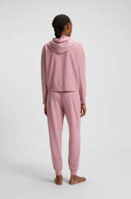 Logo-print tracksuit bottoms in stretch modal and cotton, light pink