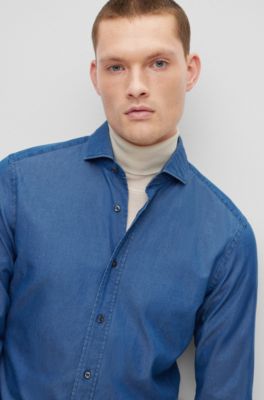 BOSS Slimfit shirt in purecotton denim