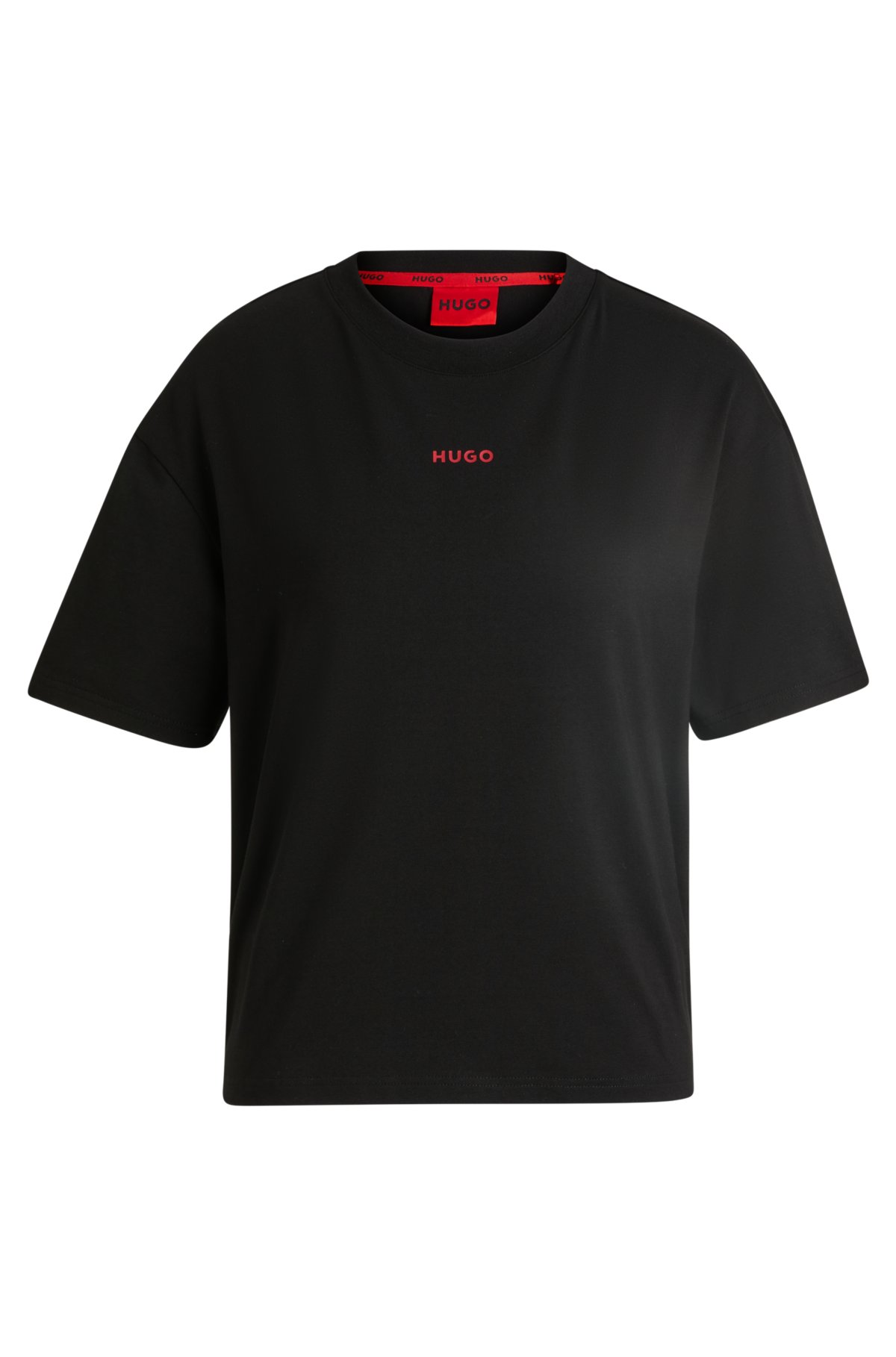 Relaxed-fit T-shirt with silicone-printed logo, Black