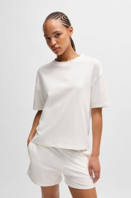 Relaxed-Fit T-Shirt aus softem Jersey mit kontrastfarbenem Logo, Wei&szlig;