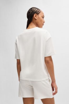 Relaxed-Fit T-Shirt aus softem Jersey mit kontrastfarbenem Logo, Wei&szlig;