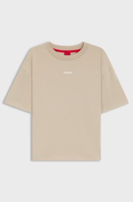 Relaxed-fit T-shirt in soft jersey with contrast logo, Light Beige
