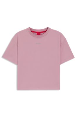 Relaxed-fit T-shirt in soft jersey with contrast logo, light pink