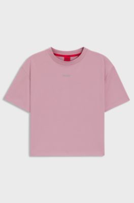 Relaxed-fit T-shirt in soft jersey with contrast logo, Light Pink
