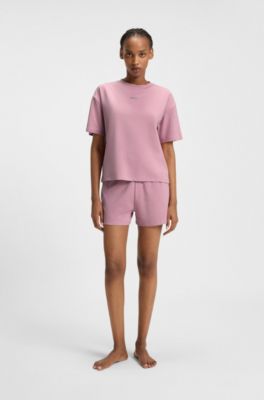 Relaxed-fit T-shirt in soft jersey with contrast logo, light pink
