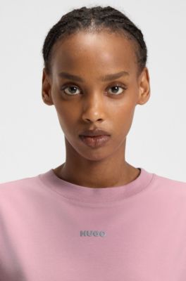 Relaxed-fit T-shirt in soft jersey with contrast logo, light pink
