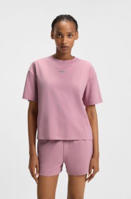 Relaxed-fit T-shirt in soft jersey with contrast logo, light pink