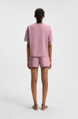 Relaxed-fit T-shirt in soft jersey with contrast logo, light pink