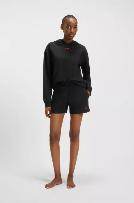 Relaxed-fit hoodie in stretch jersey with logo print