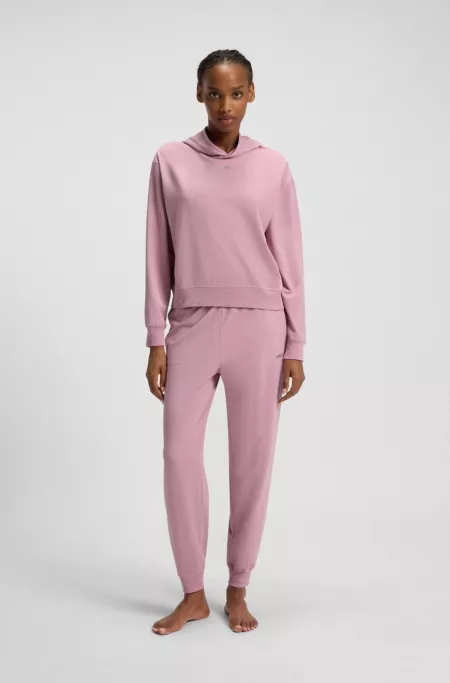 Relaxed-fit hoodie in stretch jersey with logo print