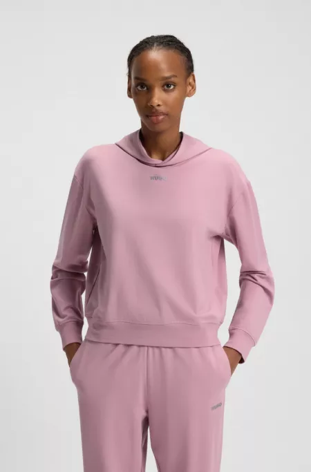 Relaxed-fit hoodie in stretch jersey with logo print