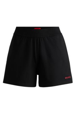 Logo-print shorts in stretch fabric, Black