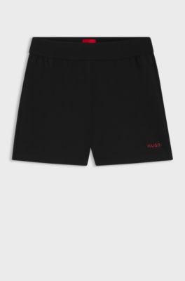 Short en tissu stretch &agrave; logo imprim&eacute;, Noir