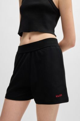 Logo-print shorts in stretch fabric, Black