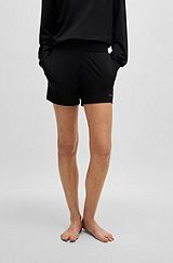 Relaxed-fit shorts with silicone-printed logo, Black