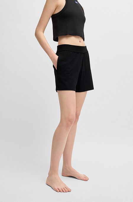 Relaxed-fit shorts with silicone-printed logo, Black