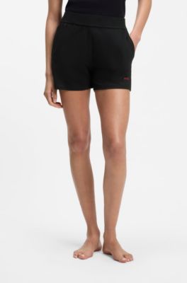 Short en tissu stretch &agrave; logo imprim&eacute;, Noir