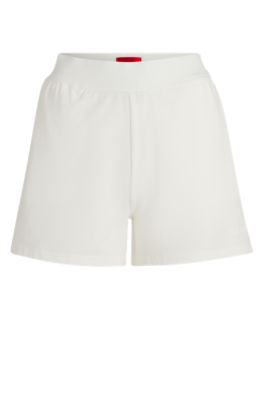 Logo-print shorts in stretch fabric, White