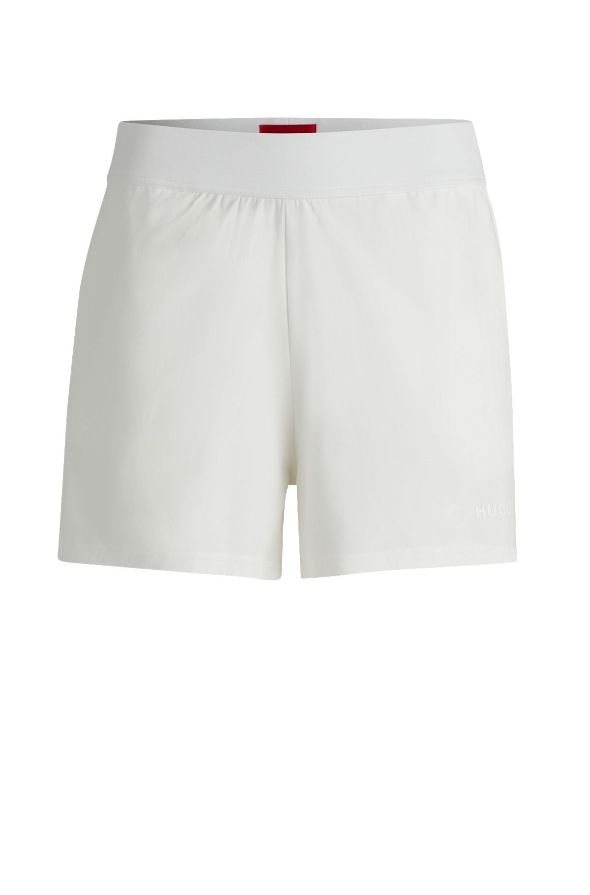 Relaxed-fit shorts with silicone-printed logo, White