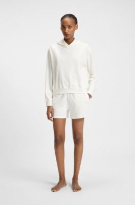Short en tissu stretch &agrave; logo imprim&eacute;, Blanc