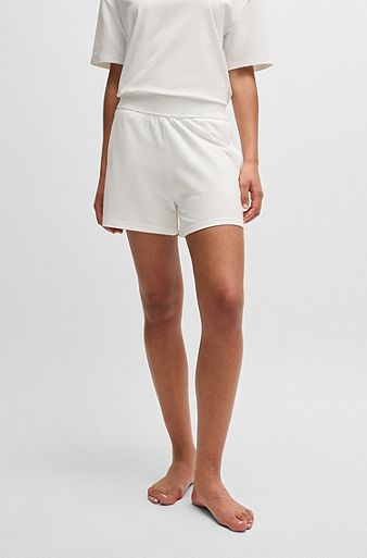 Relaxed-fit shorts with silicone-printed logo, White