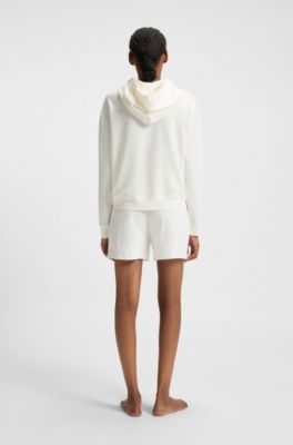 Logo-print shorts in stretch fabric, White