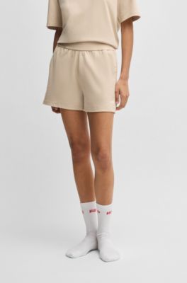 Short en tissu stretch &agrave; logo imprim&eacute;, Beige clair