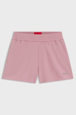 Short en tissu stretch &agrave; logo imprim&eacute;, Rose clair