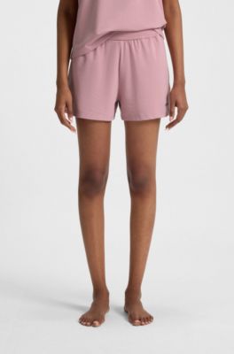 Shorts van stretchmateriaal met logoprint, Lichtroze