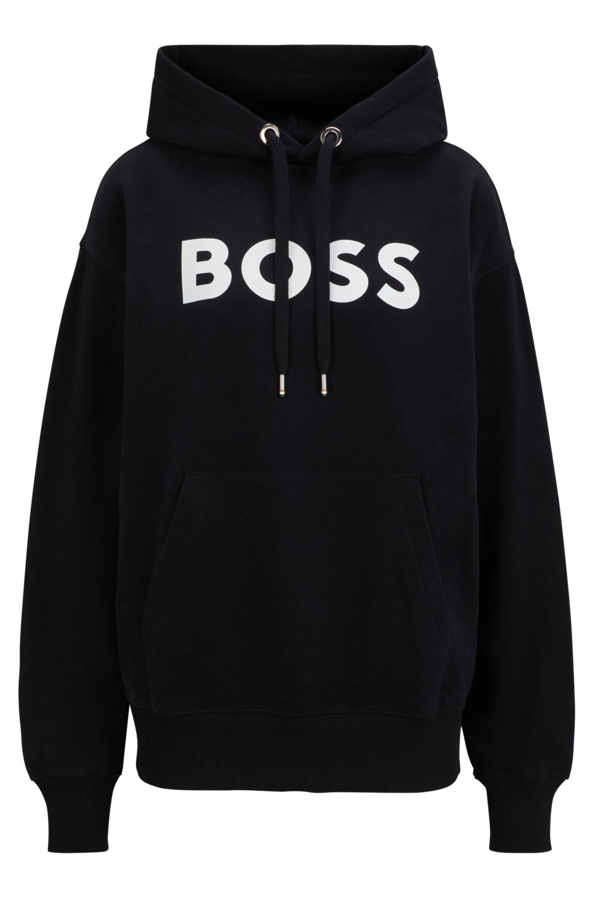 BOSS - Cotton-blend hoodie with contrast logo