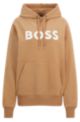 Logo hoodie in soft-washed French terry, Beige