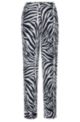 Straight-leg pyjama bottoms in zebra-print gabardine, White