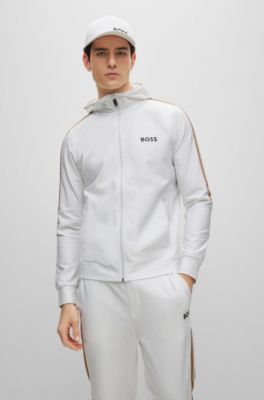 BOSS - BOSS x Matteo Berrettini Zip-up hoodie in active-stretch jersey with  logo