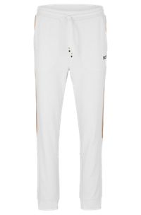 Stretch-jersey tracksuit bottoms with signature-stripe tape, White