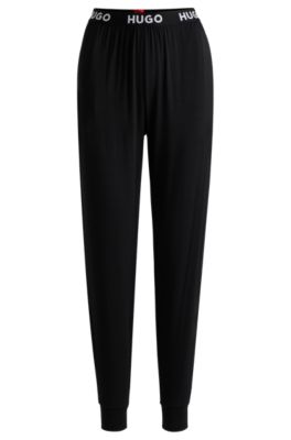 HUGO - Stretch-jersey pyjama bottoms with logo waistband