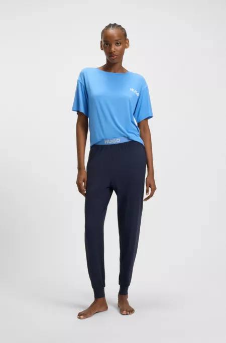 Cuffed pyjama bottoms in stretch jersey with logo waistband
